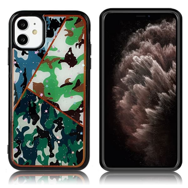 Marmormotiv iPhone 11 Pro skal - Trippel-Kamouflagemönster Grön
