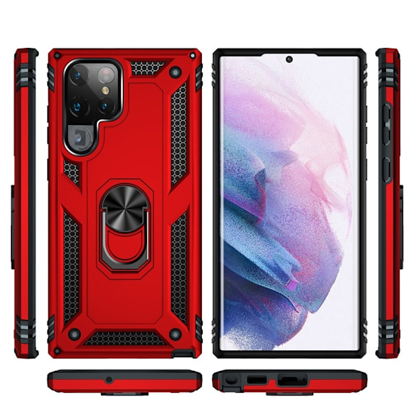 Rengassuojakotelo - Samsung Galaxy S22 Ultra - Punainen Red