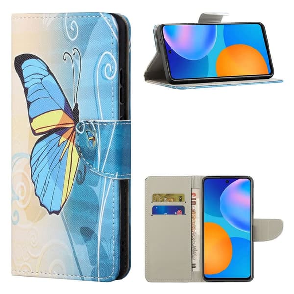wonderland Samsung Galaxy S21 Plus flip etui - blå sommerfugl Blue