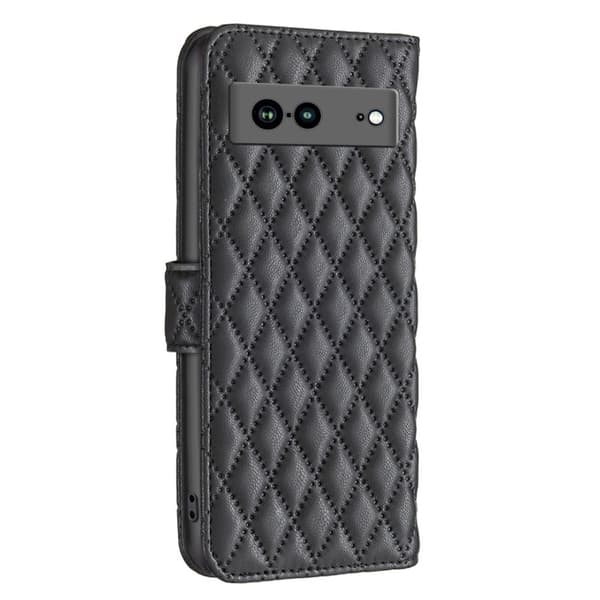 Rombemønster, matt flip-deksel for Google Pixel 7a - Svart Black