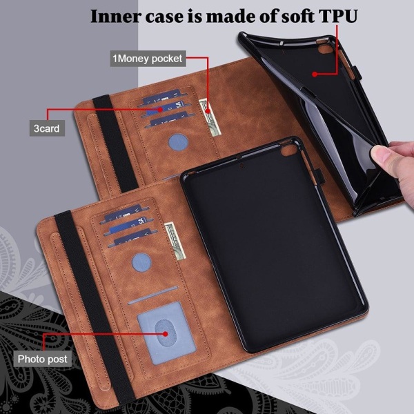 iPad Pro 11 (2021) imprint flower pattern PU leather flip case - Brun