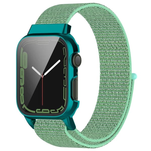 Apple Watch (41mm) nylon-urrem + hærdet glas - Grøn Green