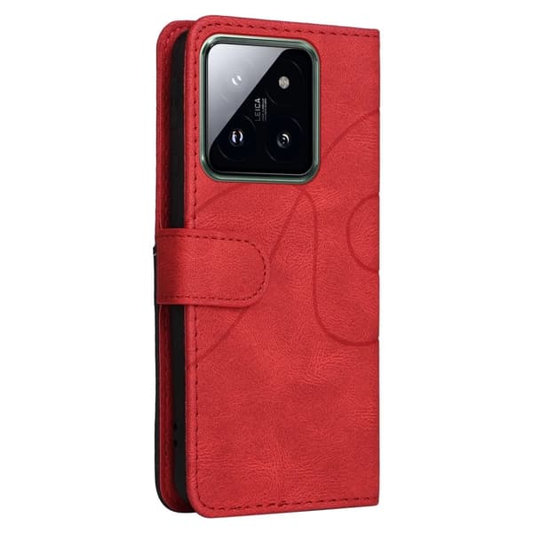 Teksturoitu nahkakotelo hihnalla Xiaomi 14 Pro - Punainen Red