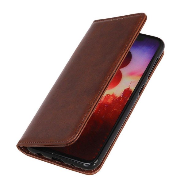 OnePlus Nord N200 5G flip etui i ægte læder med pung – Brun Brown