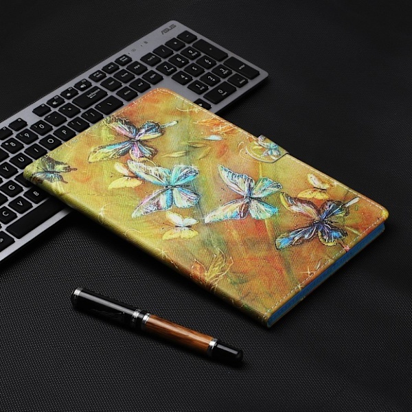 Huawei MediaPad T5 viileä kuvio nahkainen flip case - Perhonen Multicolor