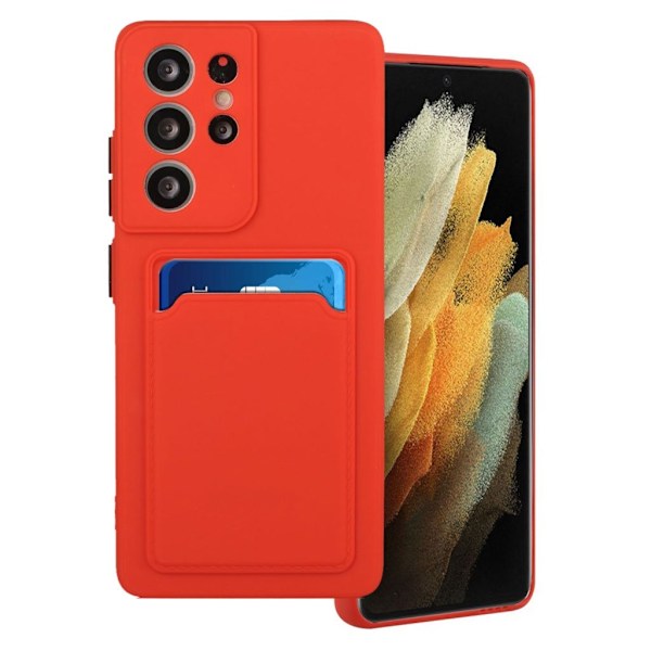 Card Holder Cover til Samsung Galaxy S21 Ultra - Rød Red