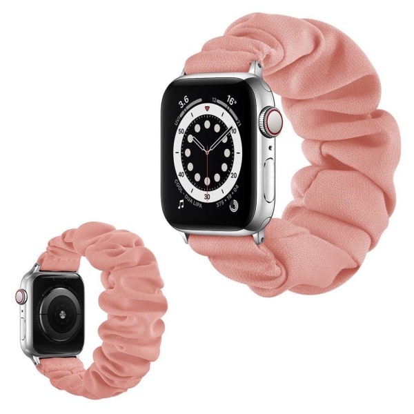 Apple Watch Series 6 / 5 44mm elastisk hårbånd stil urrem - Sølv Pink