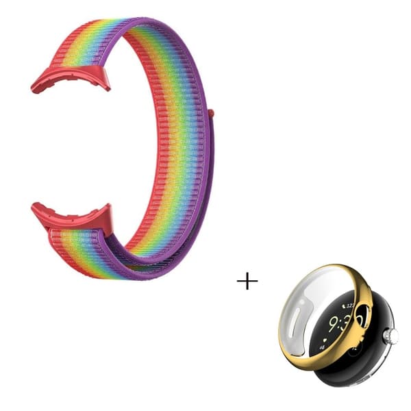 Google Pixel Watch nylonklokkerem med gulldeksel - Flerfarget Multicolor