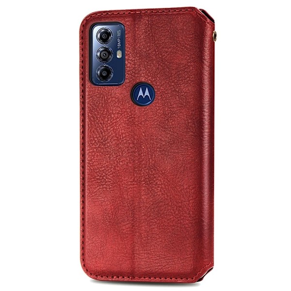 Nahkakotelo With A Stylish Rhombus Imprint For Motorola Moto G Play (2023) - Punainen Red
