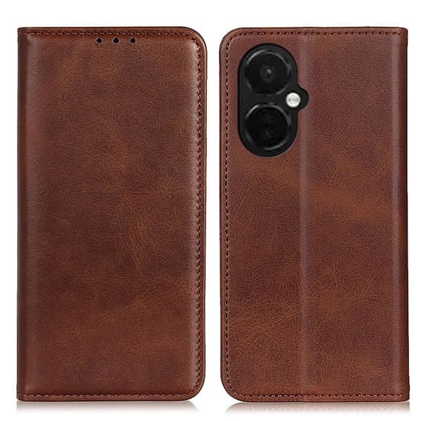 Flip Etui med Pung i Ægte Læder til OnePlus Nord CE 3 - Kaffe Brown