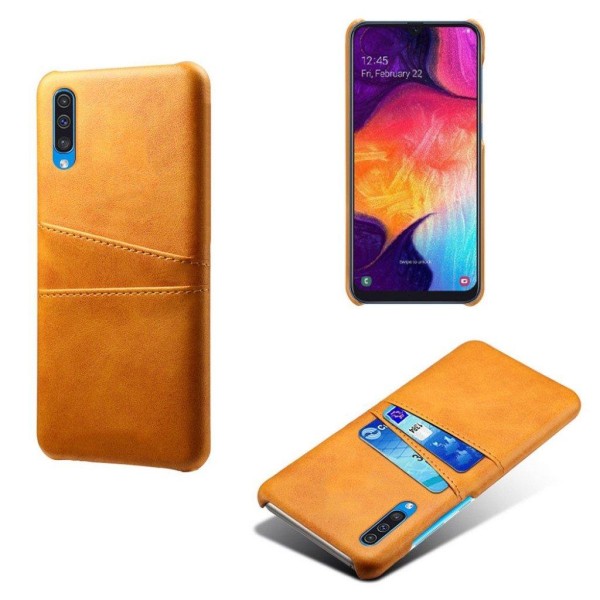 Samsung Galaxy A50 fodral med läderöverdrag - Orange Orange