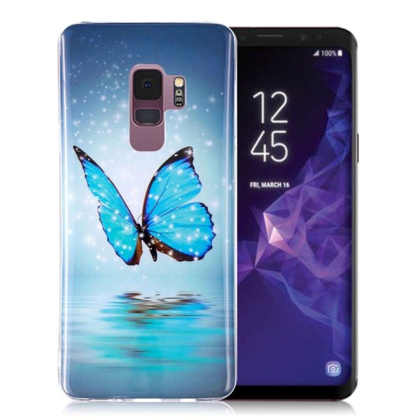 Butterfly läder Samsung Galaxy S9 fodral - Blå Blå