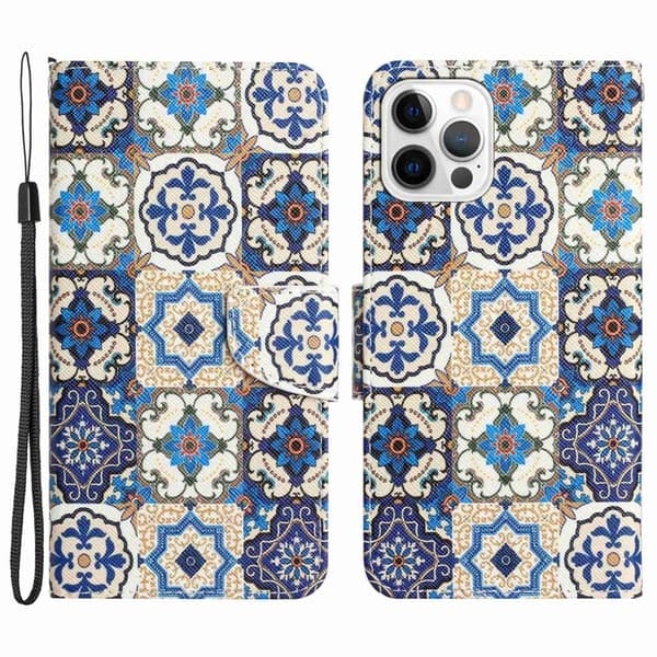 Wonderland iPhone 14 Pro Läppäkotelo - Retro Totem Multicolor