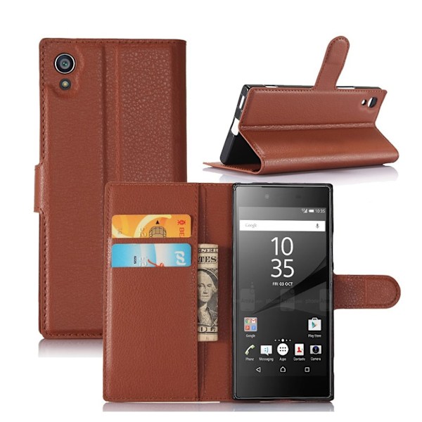 Sony Xperia XA1 stilfuldt læder-etui - Brun Brown