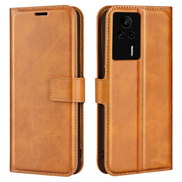 Hållbart konstläder Xiaomi Redmi K60E fodral med plånbok - Gul Gul