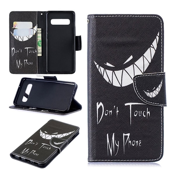 Samsung Galaxy S10 printtikuosi nahkainen flip suojakotelo - Vihainen Naama Multicolor