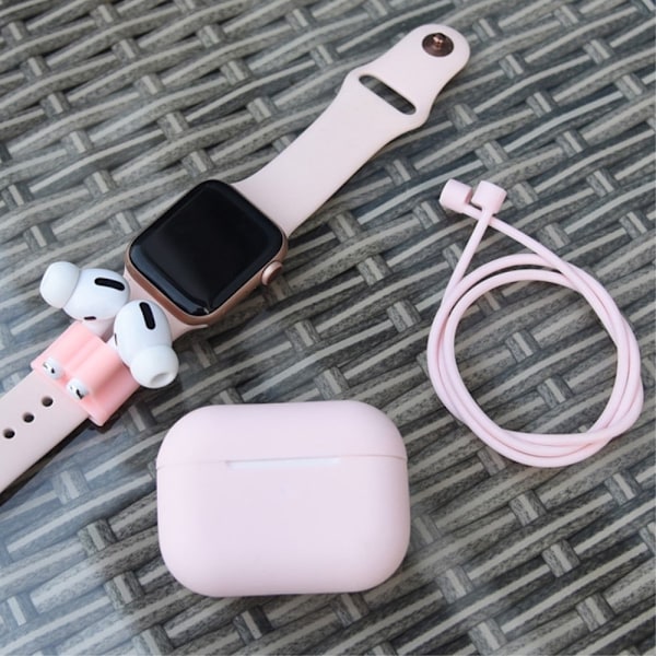 AirPods Pro 2 silikoneovertræk med strop og holder til ørepropper - Sort Black