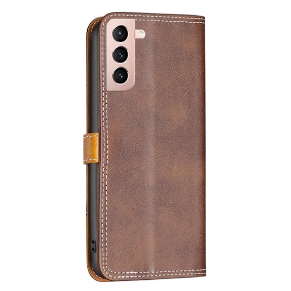 BINFEN kaksivärinen nahkakotelo Samsung Galaxy S21 - Ruskea Brown