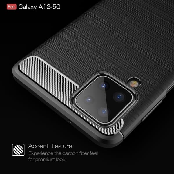 Carbon Flex Samsung Galaxy A12 5G kotelot - Musta Black