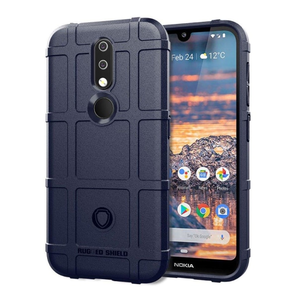 Nokia 4.2 stødsikkert cover med firkanter - blå Blue