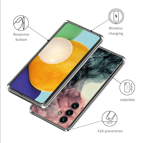 Marble Samsung Galaxy A54 Suojakotelo - Pale Pink And Vihreä Marble Multicolor