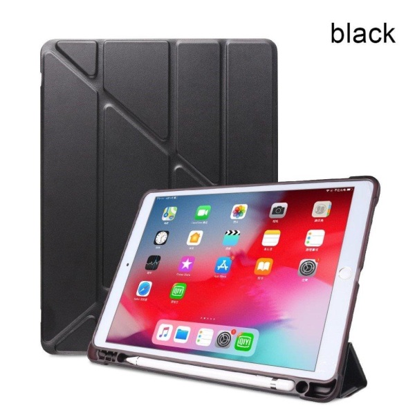 iPad 10.2 (2019) origami leather flip case - Black Svart