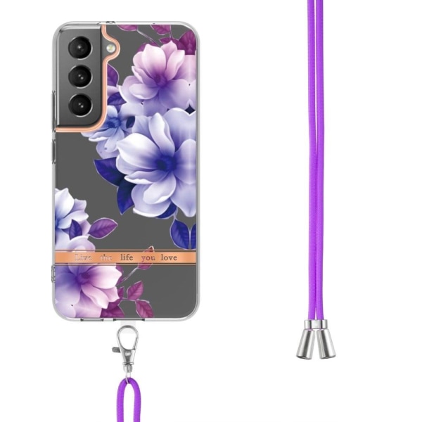 Slim og Holdbart Blødtcover med Snor til Samsung Galaxy S23 - Hc004 Purple Begonia Purple