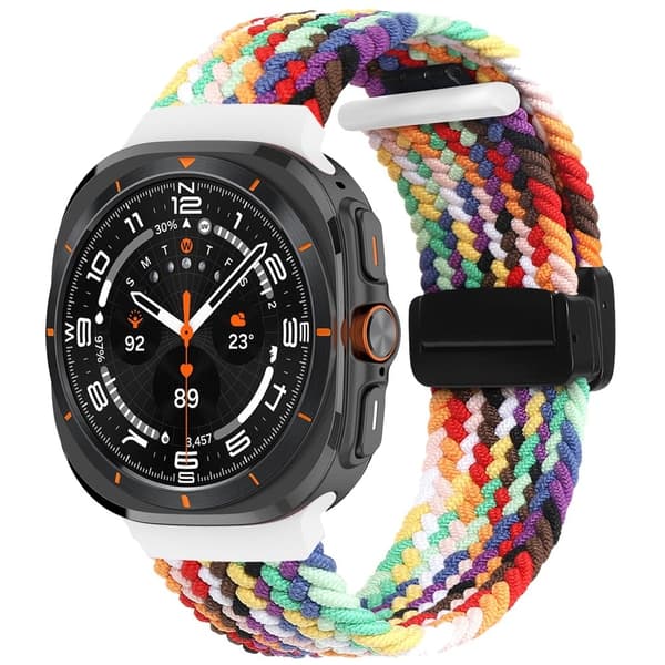 Samsung Galaxy Watch Ultra 47mm flätat armband magnetiskt vikbart spänne klockarmband - Regnbåge multifärg