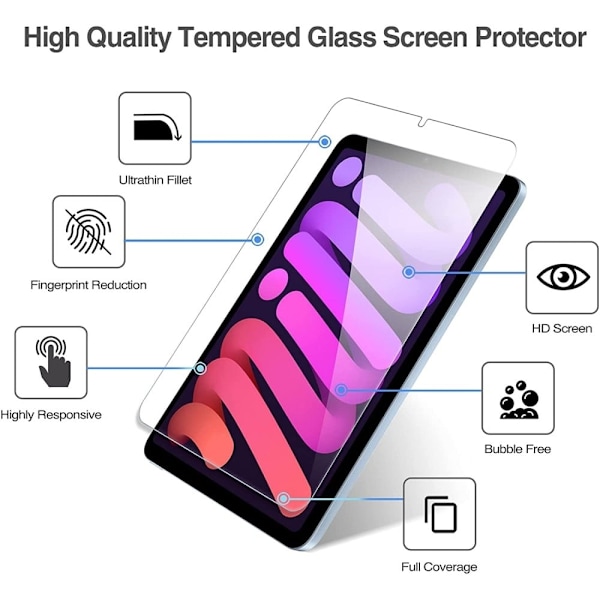 iPad Mini 6 (2021) 0.3mm arc edge tempered glass screen protector Transparent