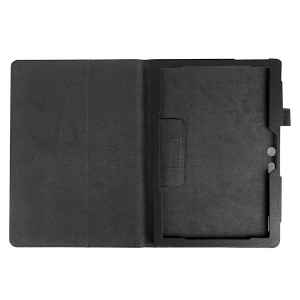Amdrup Litsi Pintainen Nahkakotelo Lenovo Tab 2 A10-30 X30F Tabletille - Musta Black