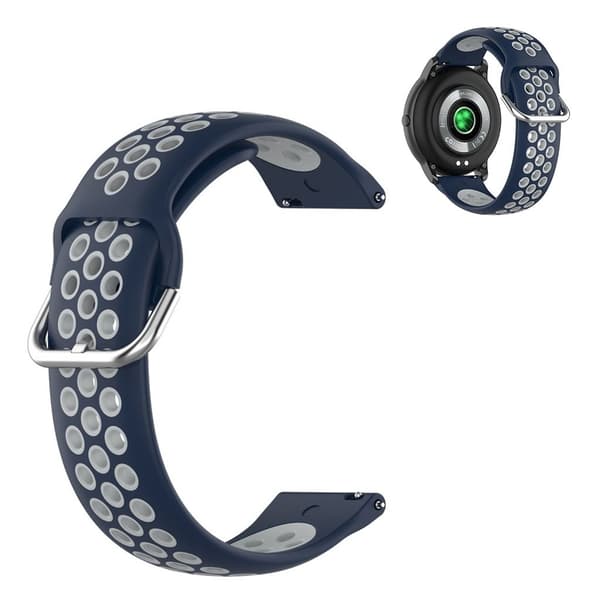 22mm Universal kaksivärinen urheilu silikoni ranneke - Sininen / Harmaa Blue