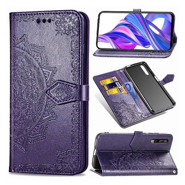 Mandala Honor 9X / 9X Pro Flip kotelot - Violetti Purple