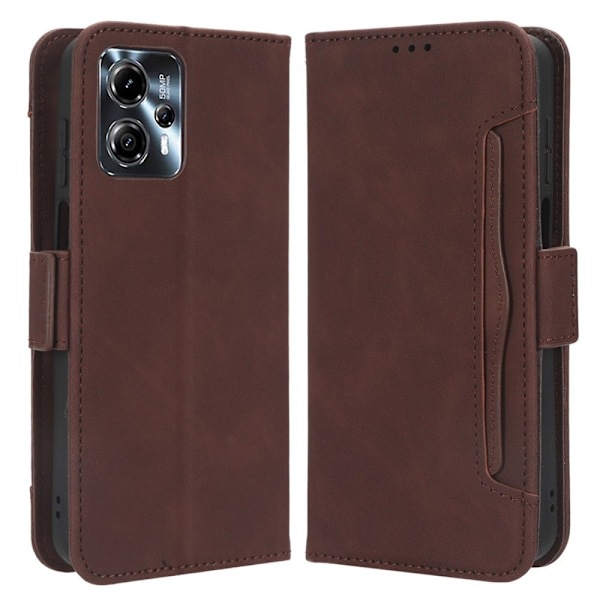 Stilfuldt Læder Etui med Pung til Motorola Moto G23 / G13 - Brun Brown