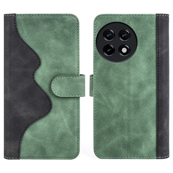 Tvåfärgat OnePlus 11R / OnePlus Ace 2 fodral i läder - Grön Grön