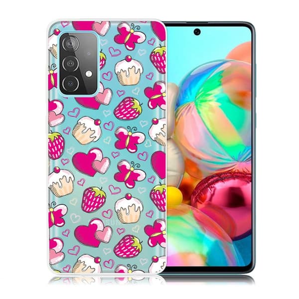 Deco Samsung Galaxy A72 5G etui - Kage og jordbær Multicolor