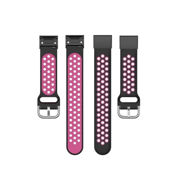 Kaksivärinen kellonauha Garmin Fenix -kelloon - Musta / Ruusu Black