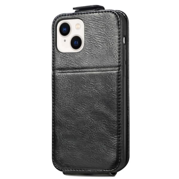 Lodret iPhone 14 Plus flip etui med lynlås - Sort Black