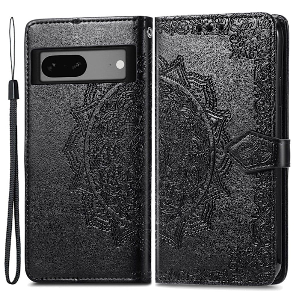 Mandala Google Pixel 7a Flip Fodral - Svart Svart