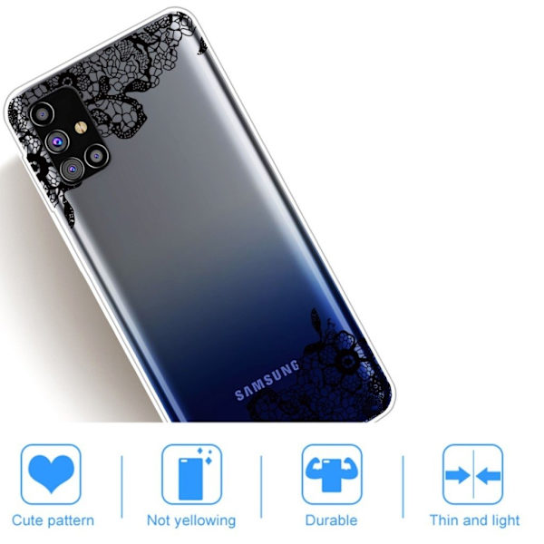 Deco Samsung Galaxy M31s skal - Spetsblomma Svart