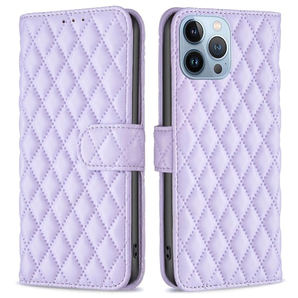 Matt iPhone 13 Pro fodral med rombmönster - Lila Lila