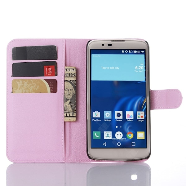 Lg K10 Litsi Pintainen Nahkakotelo Lompakko Standillä - Pinkki Pink
