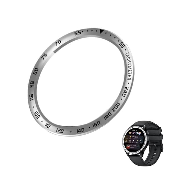 Huawei Watch 3 tachymeter stil rustfrit stål bezel ring - Sølv / Sort Silver grey