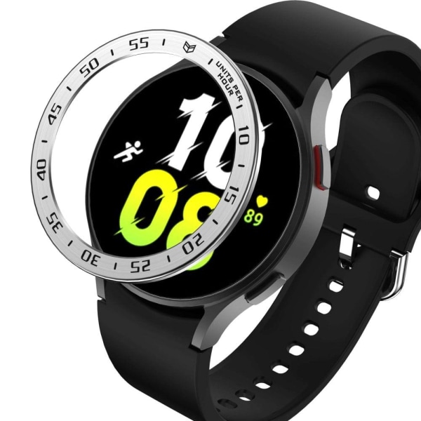 Samsung Galaxy Watch 5 (40mm) muotoilukellon kehys - Hopea / Musta Silver grey