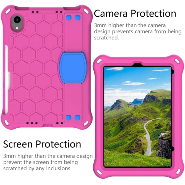 iPad Mini 6 (2021) honeycomb texture EVA cover with strap - Rose Pink