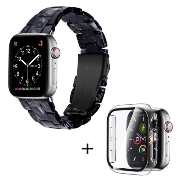 3 bead resin style watch strap with clear cover for Apple Watch Black