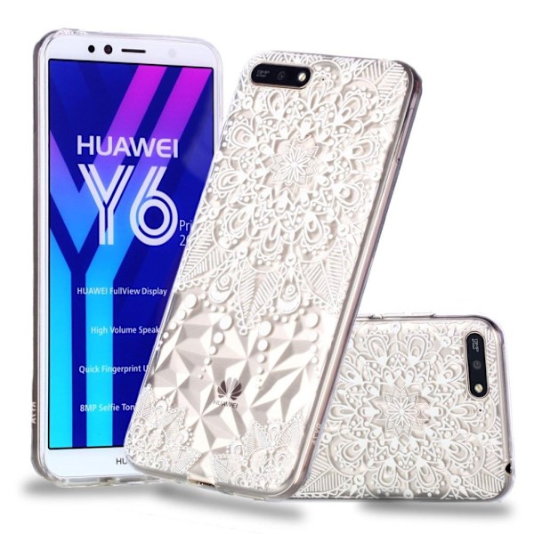 Huawei Honor 7A mobilskal silikon tryckmönster - Mandala Vit
