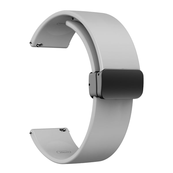 22 mm universal enkel silikonerem med sort spænde - Lysegrå Silver grey