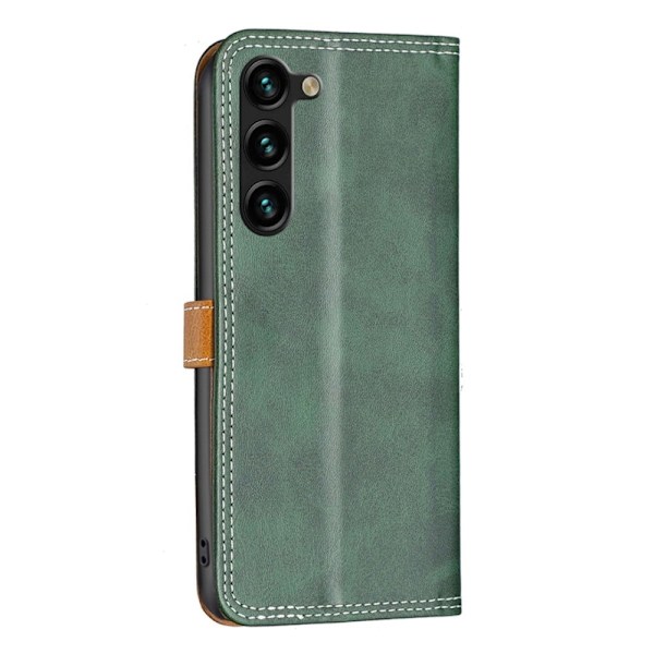 BINFEN tvåfärgat läder Samsung Galaxy S23 Plus fodral - Grön Grön