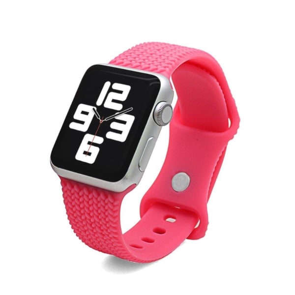 Apple Watch Series 6 / 5 44mm silikone vævet motif rem - pink Pink