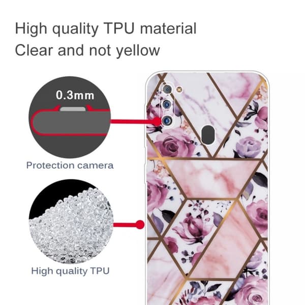 Marble Samsung Galaxy M21 2021 Etui - Elegant Roses Tile Multicolor